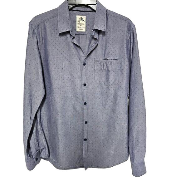 Freedom By Team Poe Mens Med. Button Down Shirt Blue With Red Flecks Branded - Picture 1 of 10
